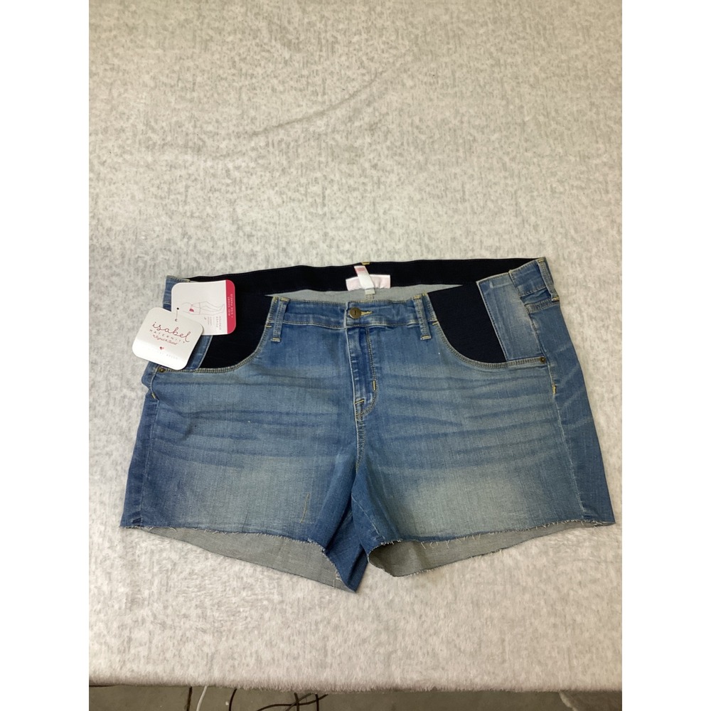 Isabel Maternity Ingrid & Isabel Blue Denim Midi Shorts Side Panel‎ 20W NWT